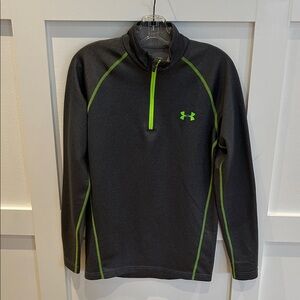 Under Armour Charcoal and Neon Green Half-Zip Top
